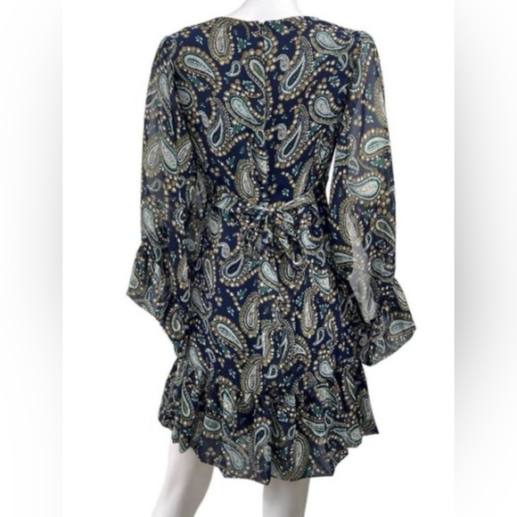 Betsey Johnson Navy Paisley Ruffle Midi Dress - Picture 3 of 8